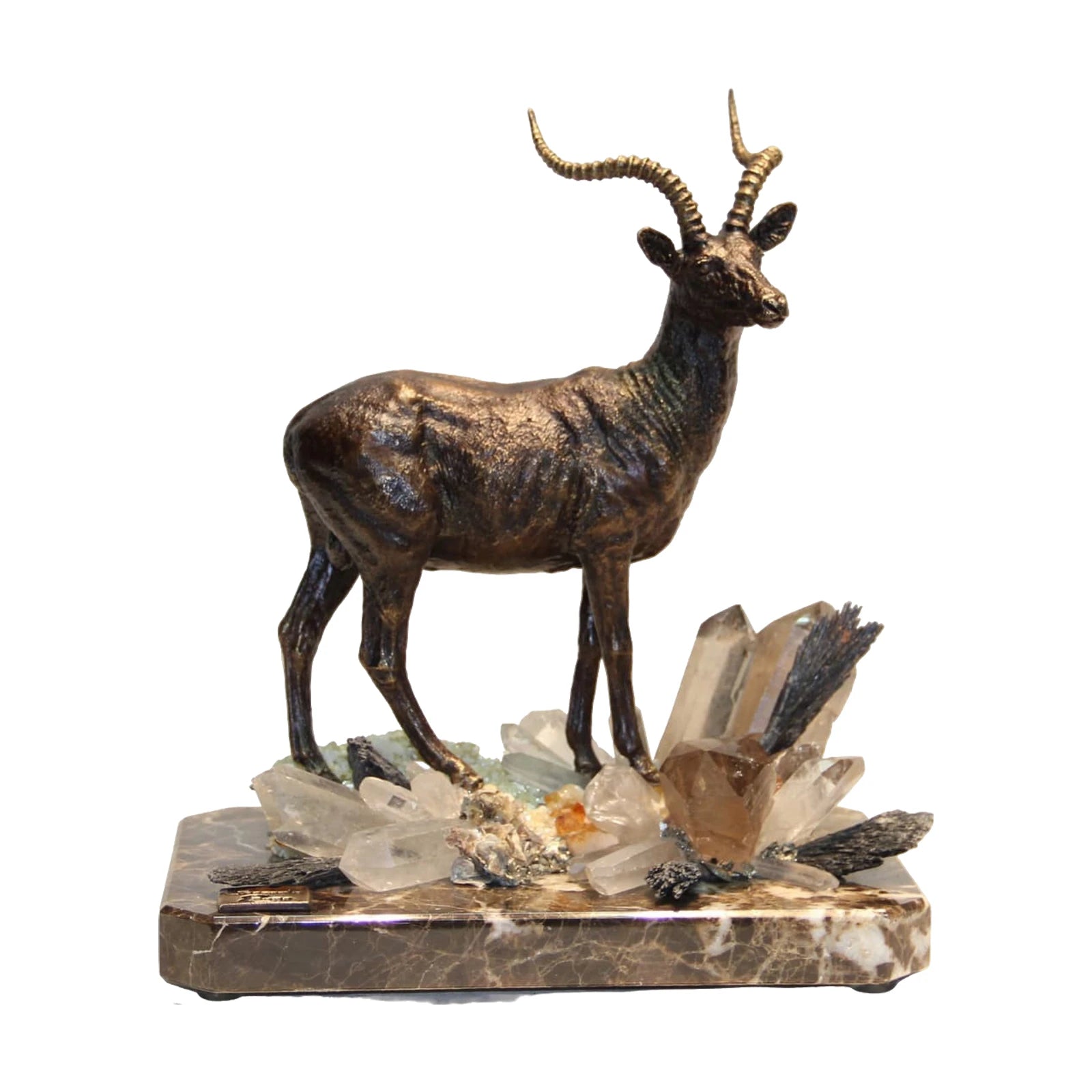 Gazelle Sculpture — Bronze on Rock Crystal