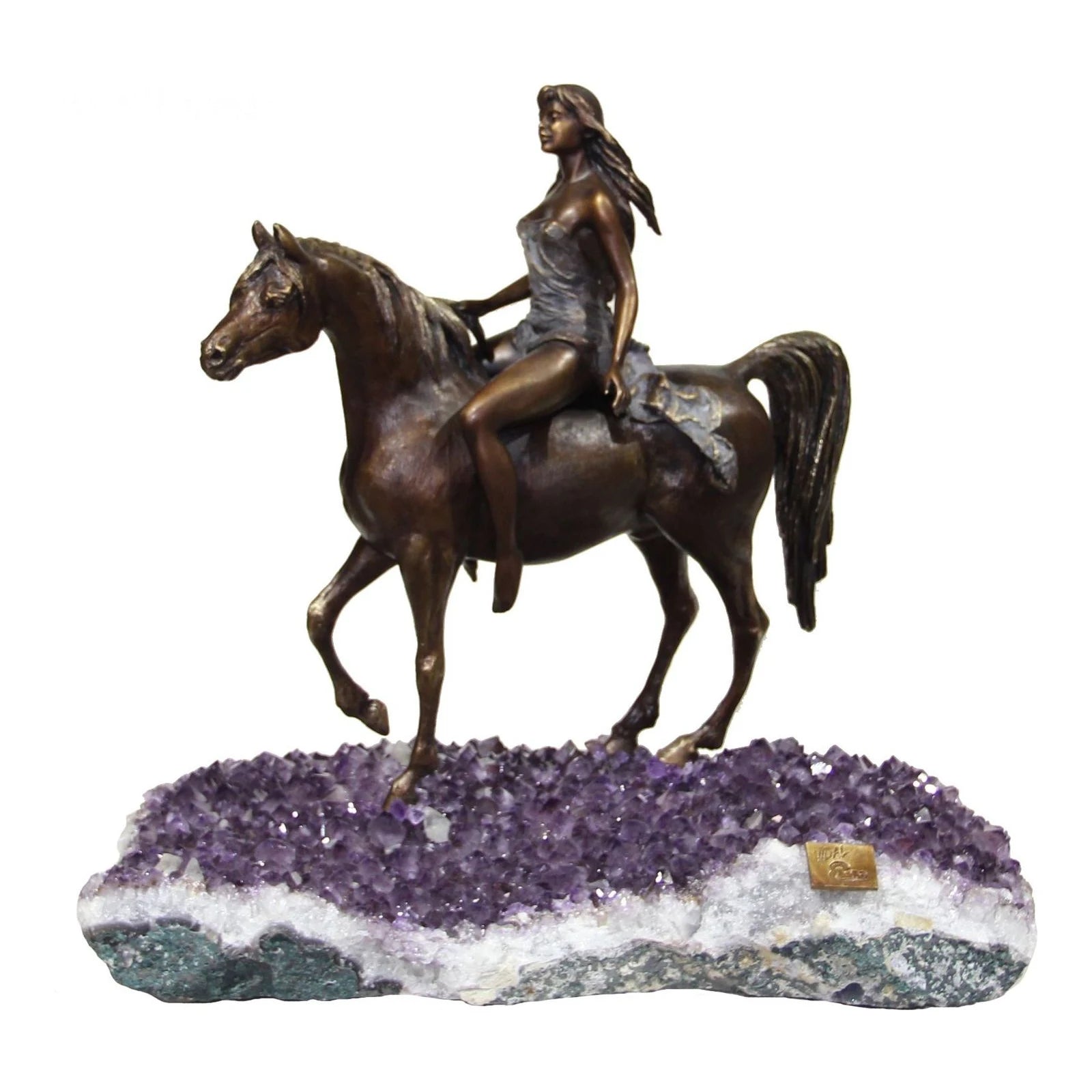 Terry — Rider on Horseback, Bronze on Amethyst · 49 cm