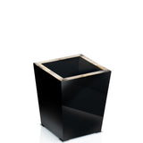FEDRO - Waste paper basket in dark horn and wood with lacquered black gloss finish. Chromed brass feet. - LAZADO