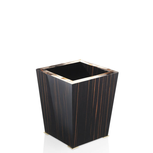 FEDRO - Waste paper basket in horn and glossy ebony. 24K gold plated brass feet. - LAZADO