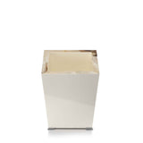 FEDRO - Waste paper basket in horn and wood with lacquered ivory gloss finish. Chromed brass feet. by Arcahorn - Alternate Angle