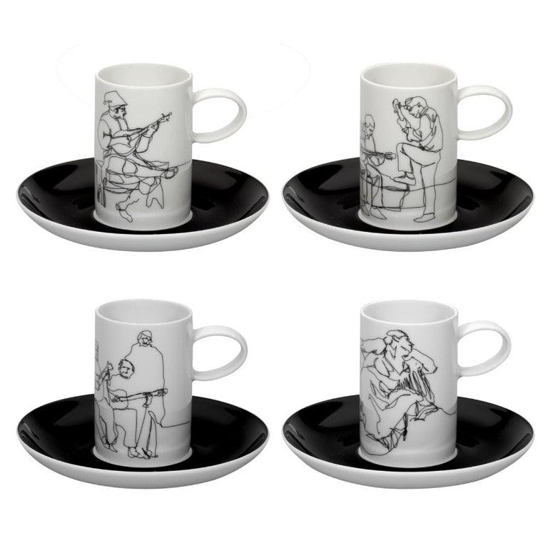 Fado - Set 4 Coffee Cups & Saucers - LAZADO