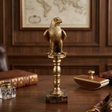 Golden Falcon on Pedestal Sculpture