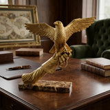 Golden Falcon Perched on Arm – Luxurious Artistic Sculpture