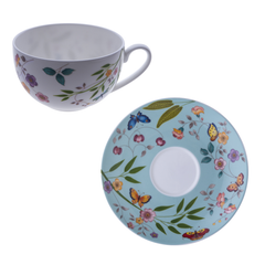 Incanto di Primavera - Set of 6 Tea/Cappuccino Cups with Matching Saucers by Geminiano Cozzi - Alternate Angle