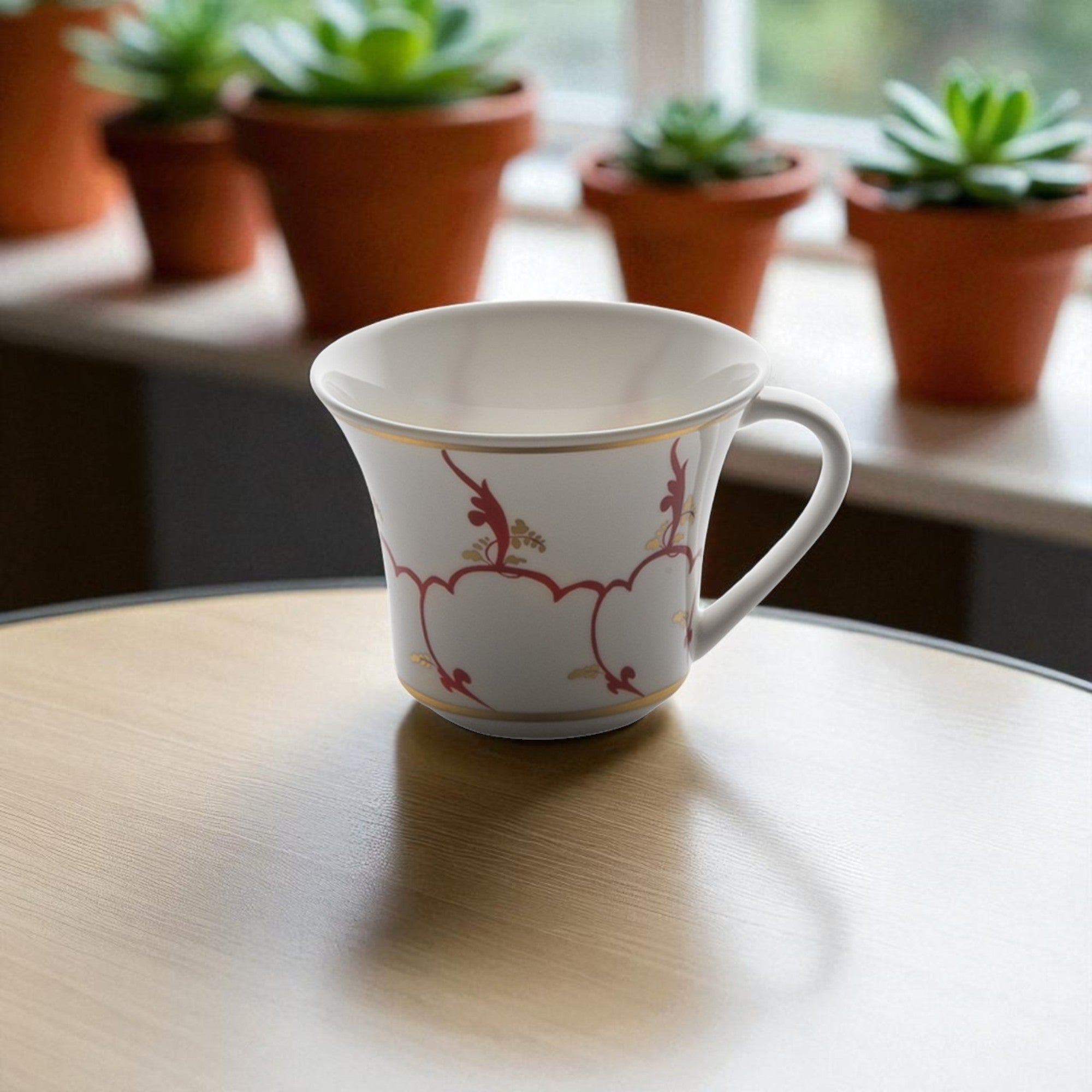 Feston e Cadena Rosso - Set of 6 Espresso Cups with Saucers