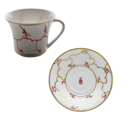 Feston e Cadena Rosso - Set of 6 Espresso Cups with Saucers by Geminiano Cozzi - Alternate Angle