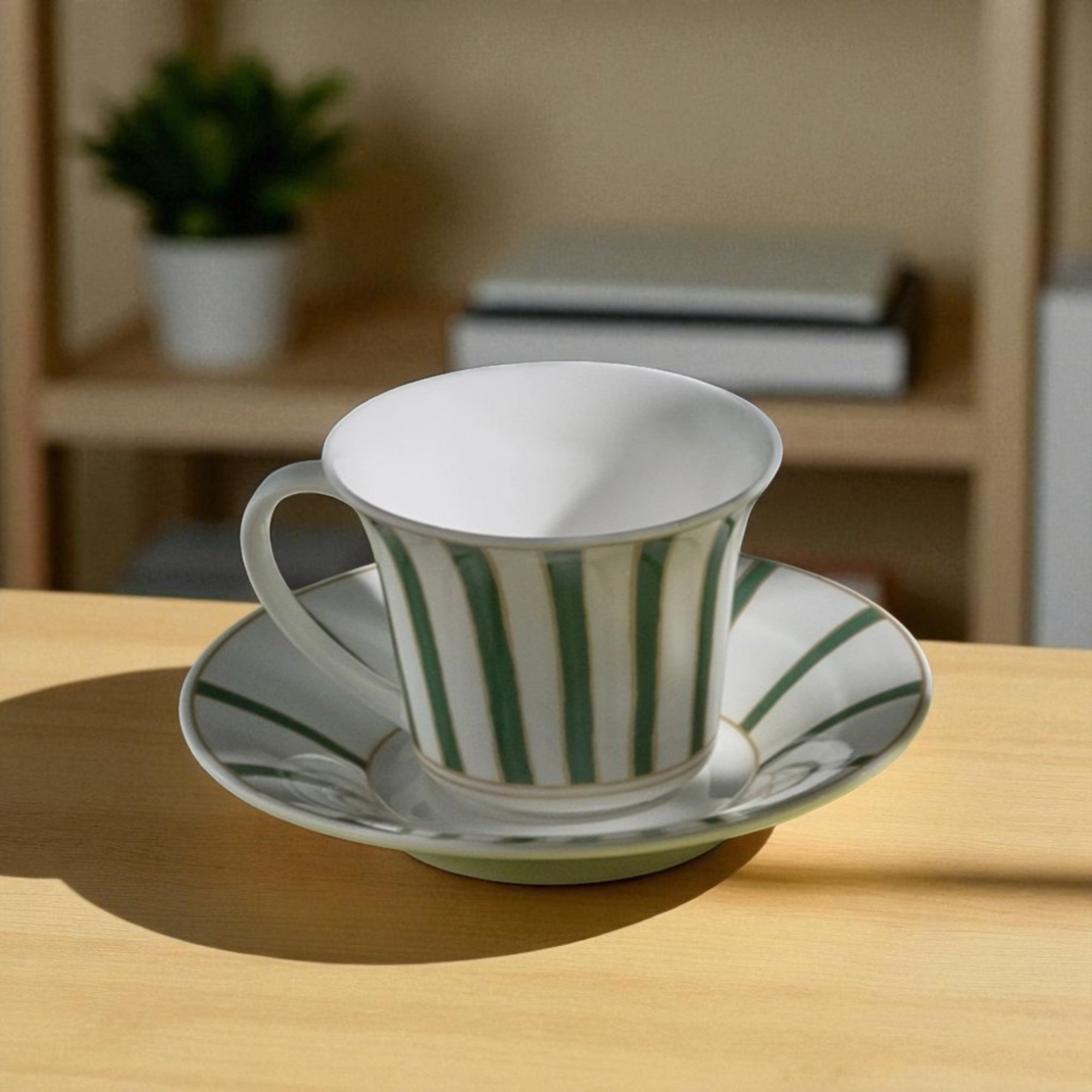 Striche Verdi e Oro - Set of 6 Espresso Cups with Saucers by Geminiano Cozzi - Main View