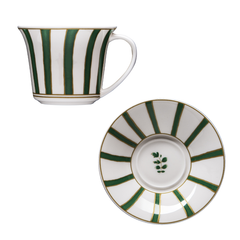 Striche Verdi e Oro - Set of 6 Espresso Cups with Saucers by Geminiano Cozzi - Alternate Angle