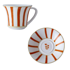 Striche Arancioni e Oro - Set of 6 Espresso Cups with Saucers by Geminiano Cozzi - Alternate Angle