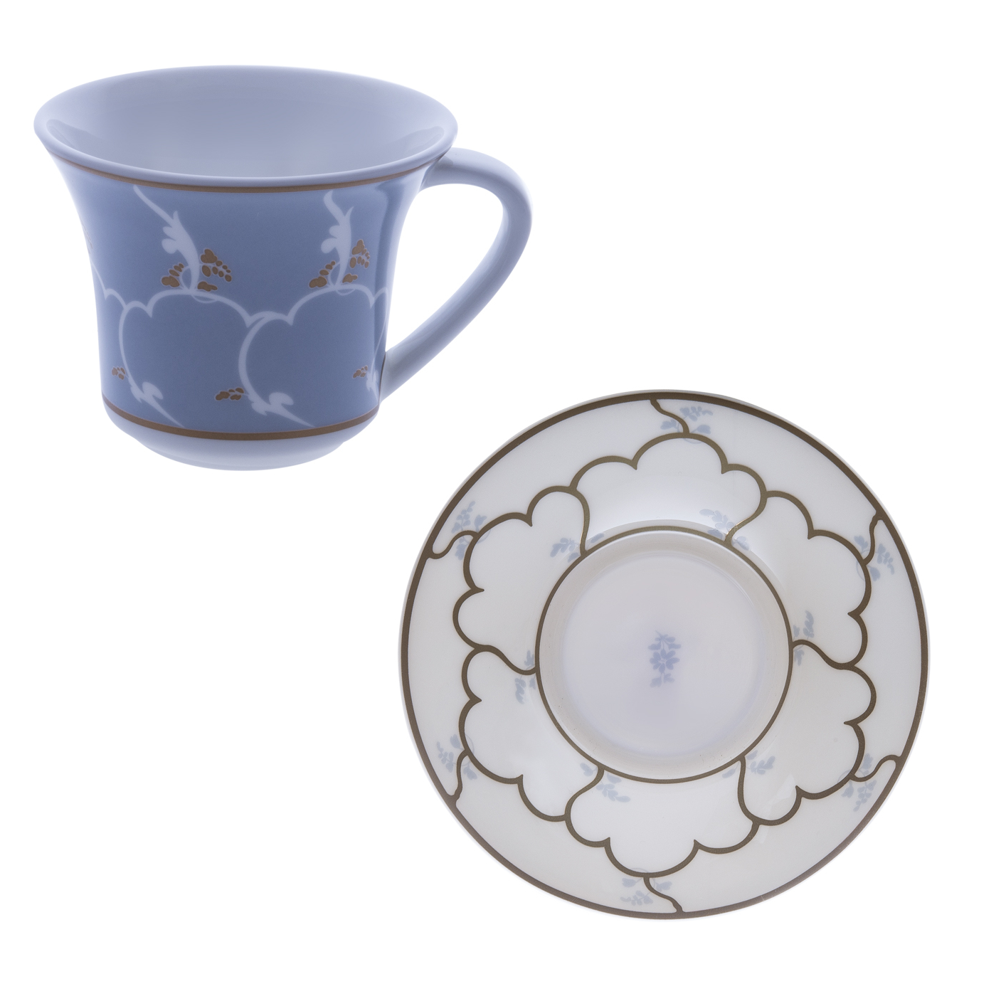 Feston e Cadena Azzurro - Set of 6 Espresso Cups with Saucers by Geminiano Cozzi - Alternate Angle