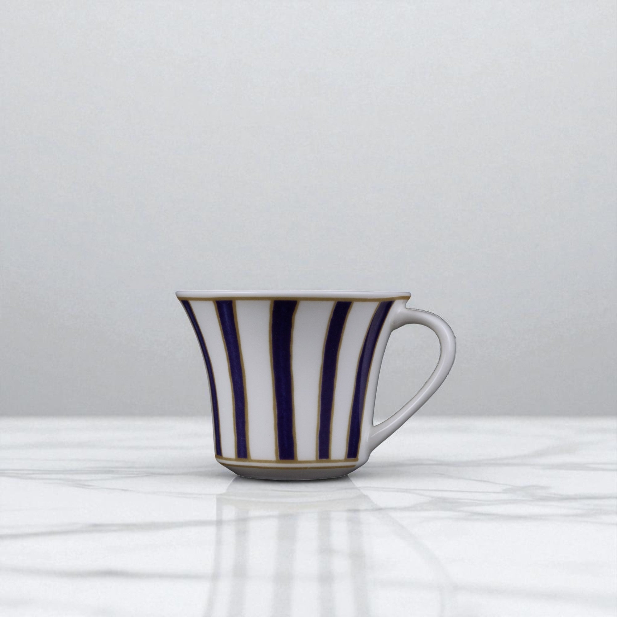 Striche Blu e Oro Medio - Set of 6 Espresso Cups with Saucers by Geminiano Cozzi - Main View