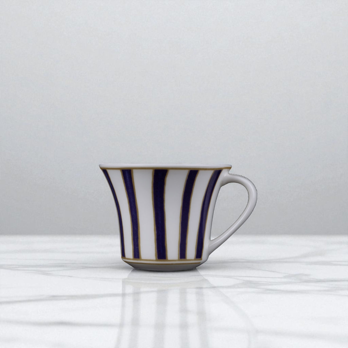 Striche Blu e Oro Medio - Set of 6 Espresso Cups with Saucers by Geminiano Cozzi - Main View