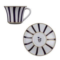 Striche Blu e Oro Medio - Set of 6 Espresso Cups with Saucers by Geminiano Cozzi - Alternate Angle