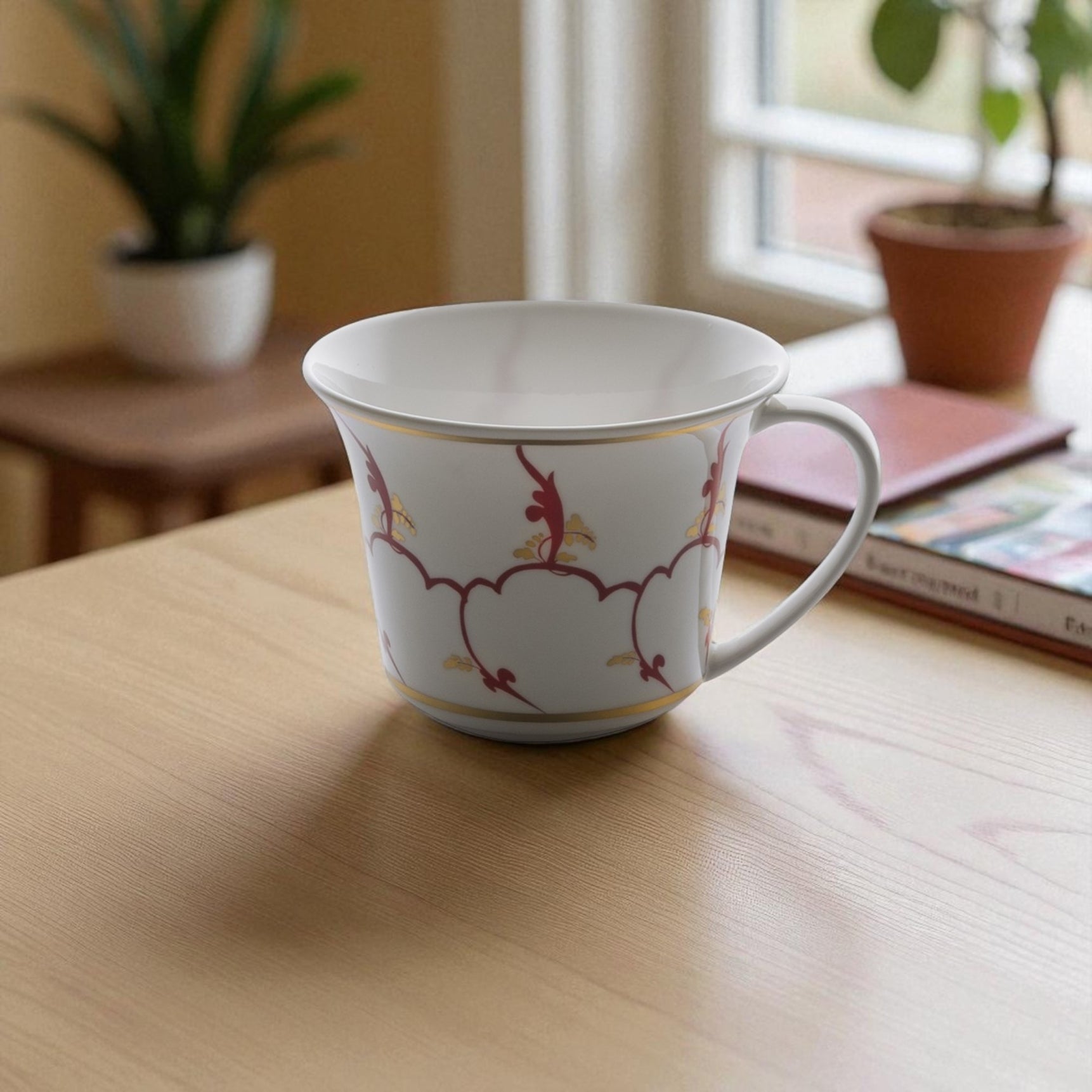 Feston e Cadena Rosso - Set of 6 Tea/Cappuccino Cups with Matching Saucers