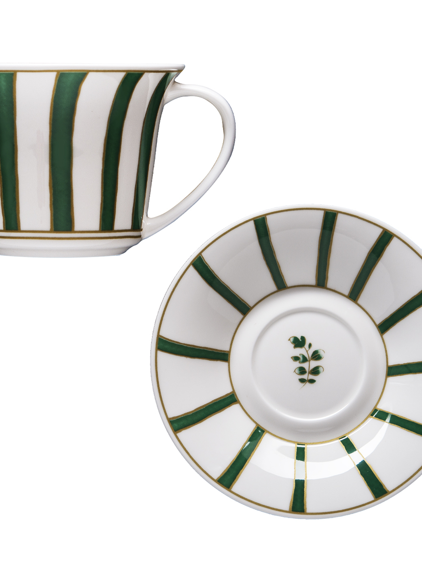 Striche Verdi e Oro - طقم 6 أكواب شاي/كابتشينو مع الصحون