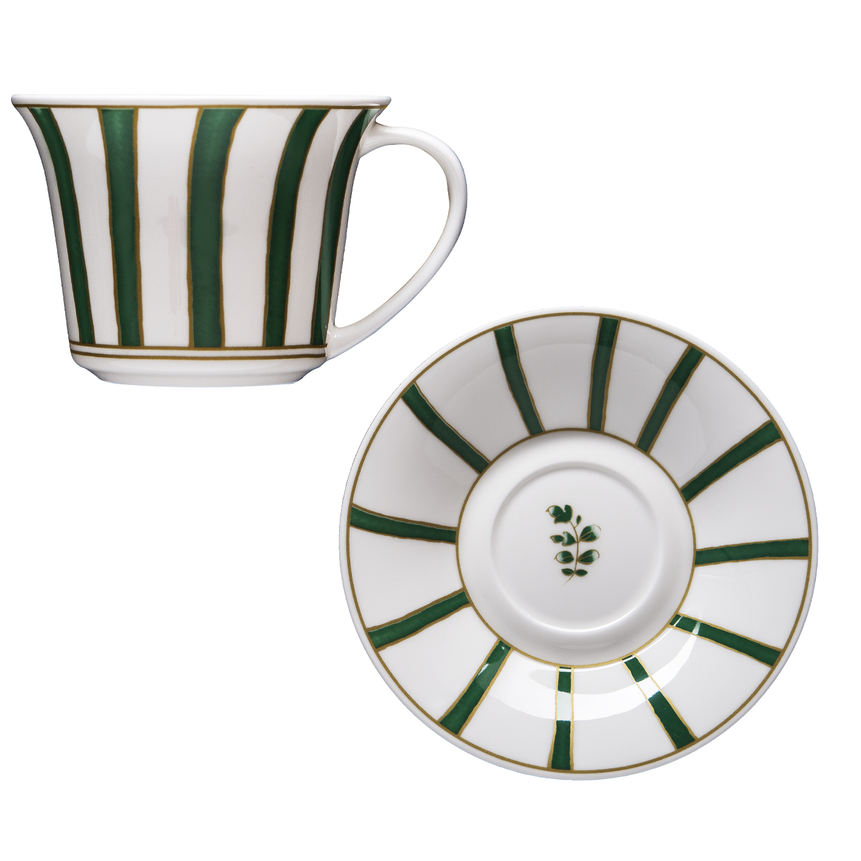 Striche Verdi e Oro - طقم 6 أكواب شاي/كابتشينو مع الصحون