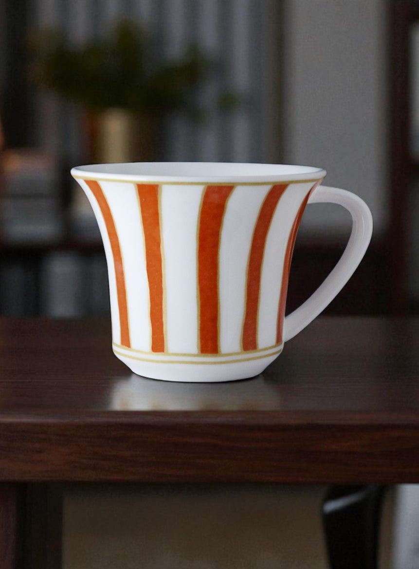Striche Arancioni e Oro - طقم 6 أكواب شاي / كابتشينو مع الصحون