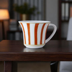 Striche Arancioni e Oro - Set of 6 Tea/Cappuccino Cups with Matching Saucers by Geminiano Cozzi - Main View