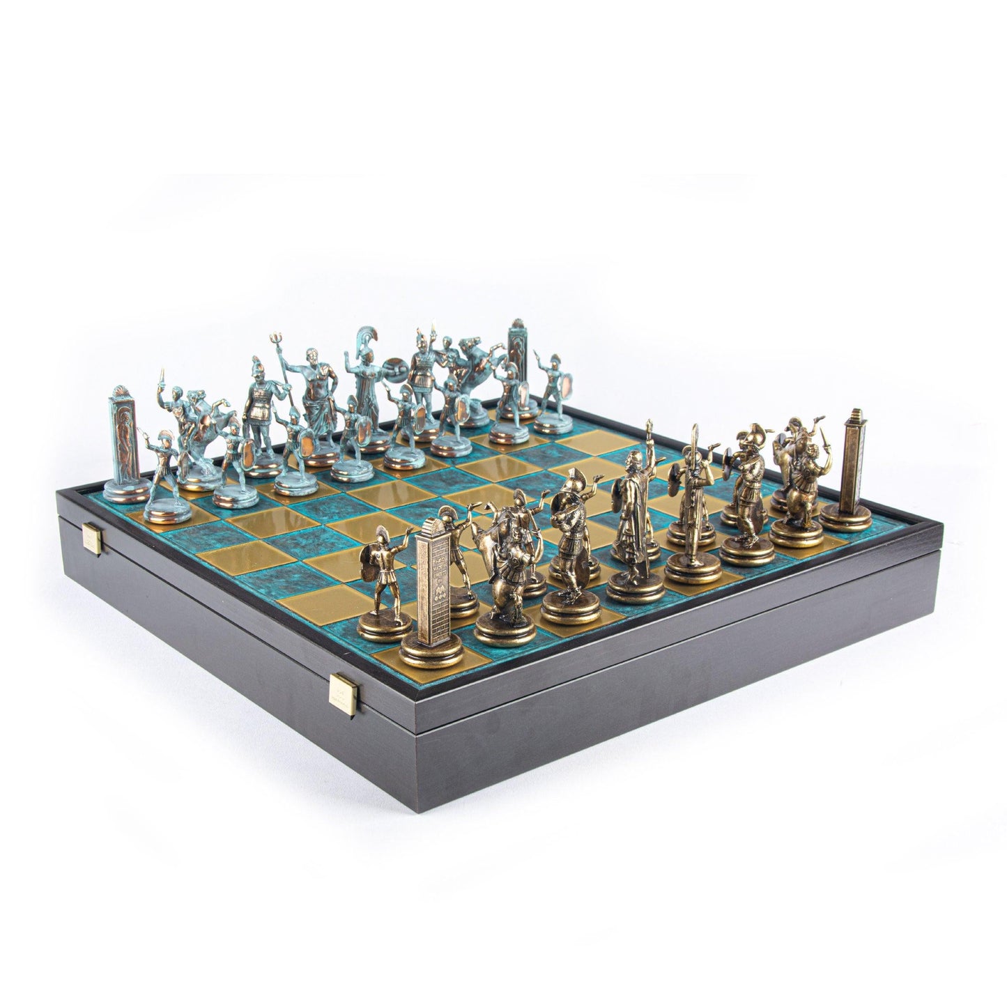 GREEK MYTHOLOGY CHESS SET in wooden box with blue/brown - LAZADO