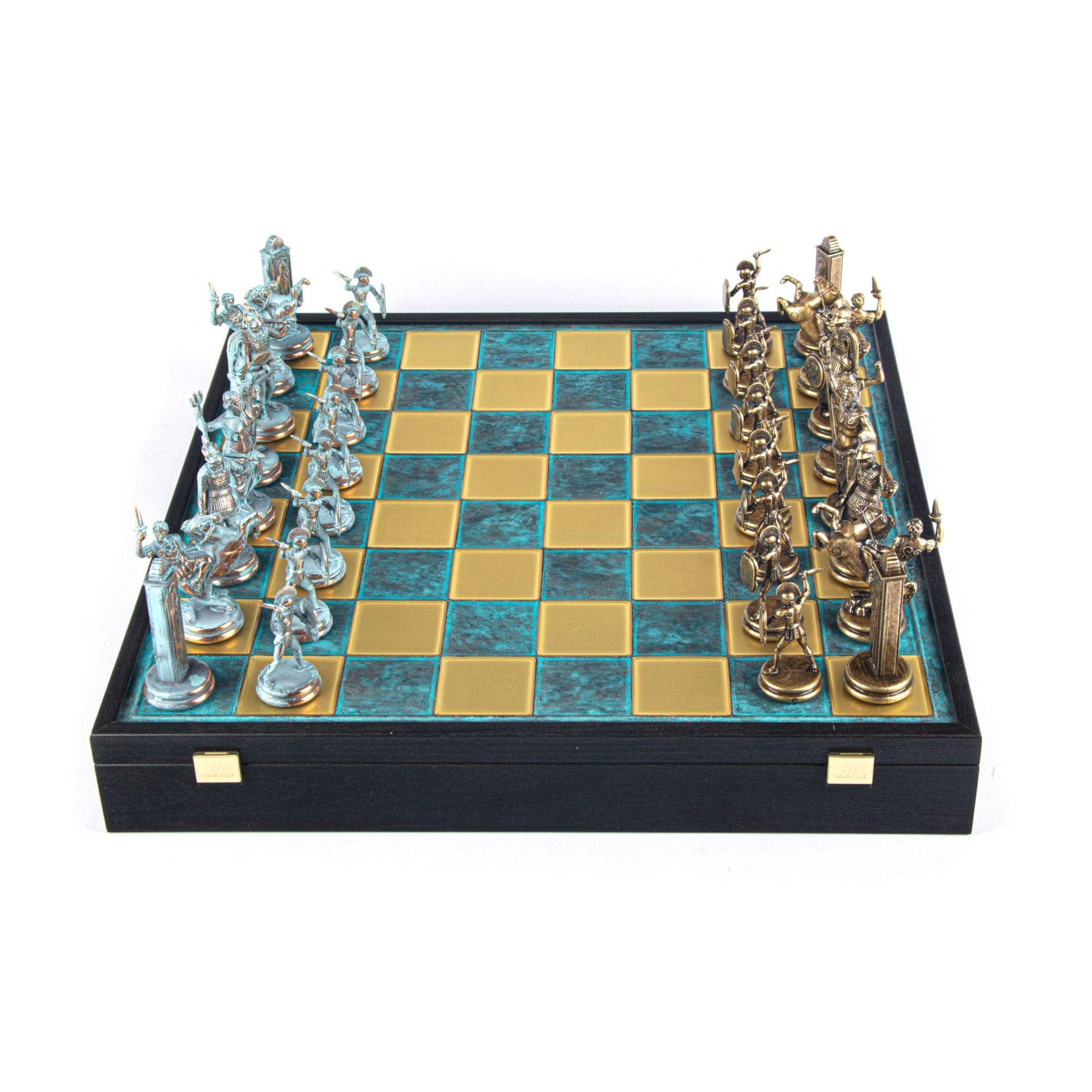 GREEK MYTHOLOGY CHESS SET in wooden box with blue/brown - LAZADO