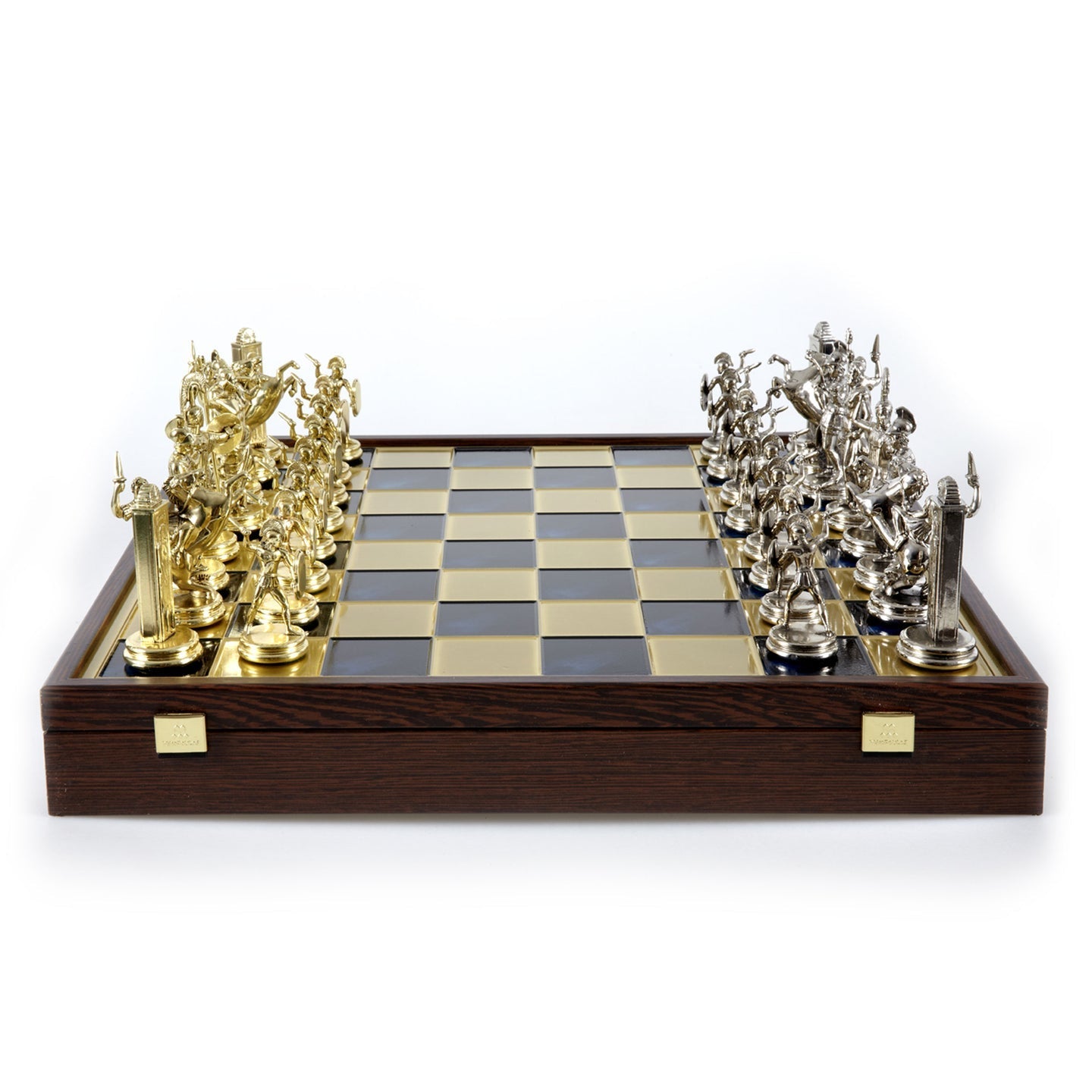 GREEK MYTHOLOGY CHESS SET in wooden box with gold/silver chessmen and bronze chessboard (Extra Large) - LAZADO