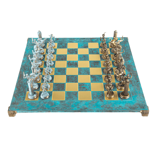 GREEK MYTHOLOGY CHESS SET with gold/brown chessmen and bronze chessboard - 54 x 54cm (Extra Large) - LAZADO