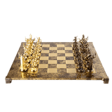 GREEK MYTHOLOGY CHESS SET with gold/brown chessmen and bronze chessboard - 54 x 54cm (Extra Large) - LAZADO