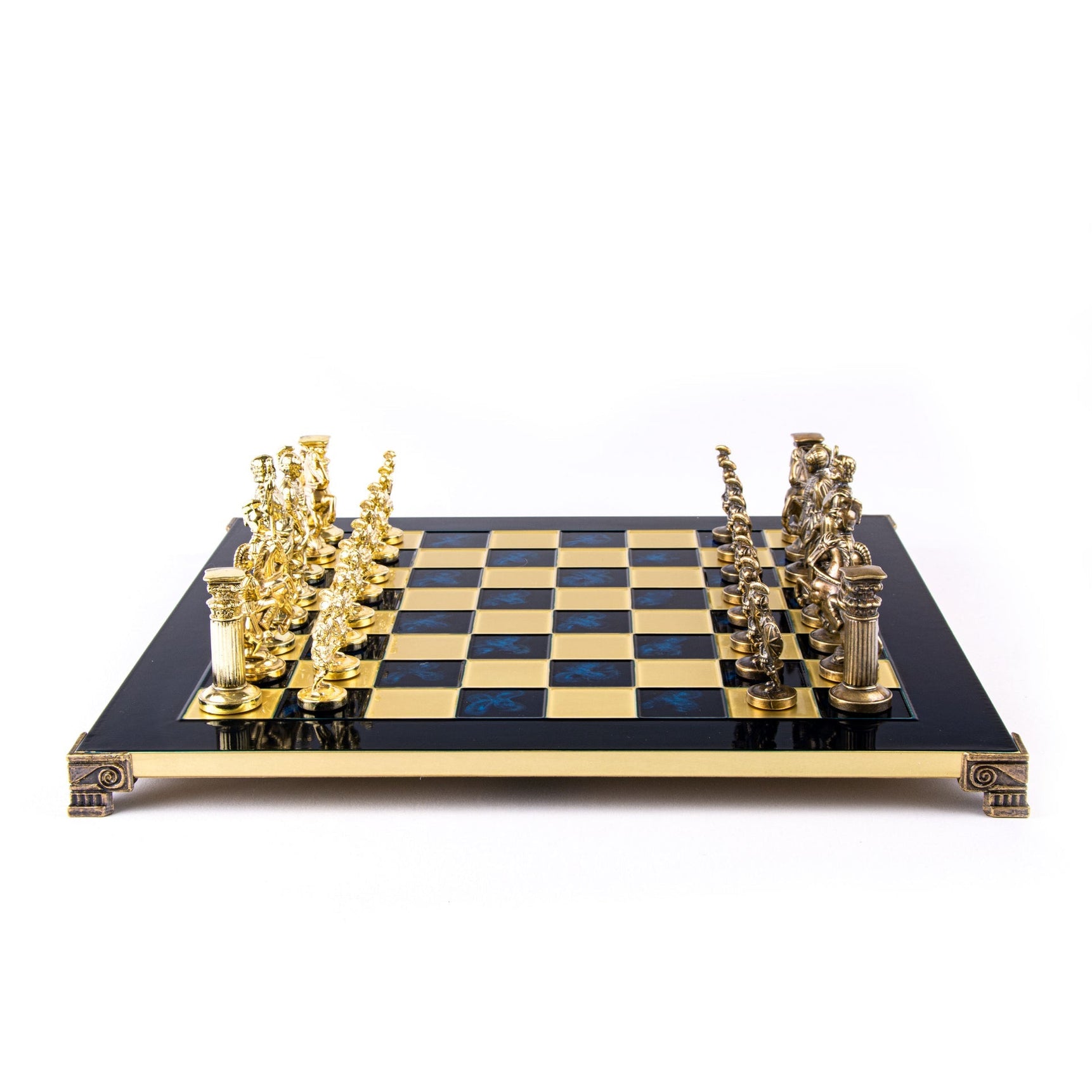 GREEK ROMAN PERIOD CHESS SET with gold/brown chessmen and bronze chessboard - 44 x 44cm (Large) - LAZADO