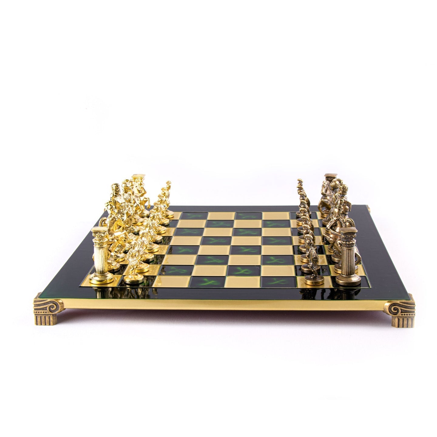 GREEK ROMAN PERIOD CHESS SET with gold/brown chessmen and bronze chessboard - 44 x 44cm (Large) - LAZADO