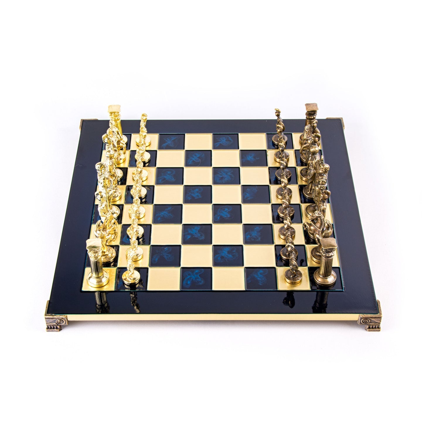 GREEK ROMAN PERIOD CHESS SET with gold/brown chessmen and bronze chessboard - 44 x 44cm (Large) - LAZADO
