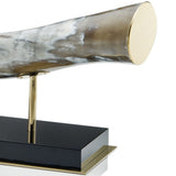 HORN CIGNO - Base in wood with lacquered black gloss finish and 24K gold plated brass. by Arcahorn - Alternate Angle