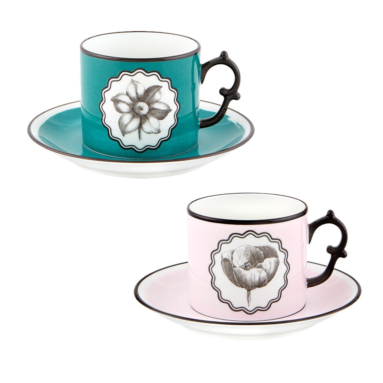 Herbariae - Set 2 Tea Cups and Saucer Pink and Peaco - LAZADO