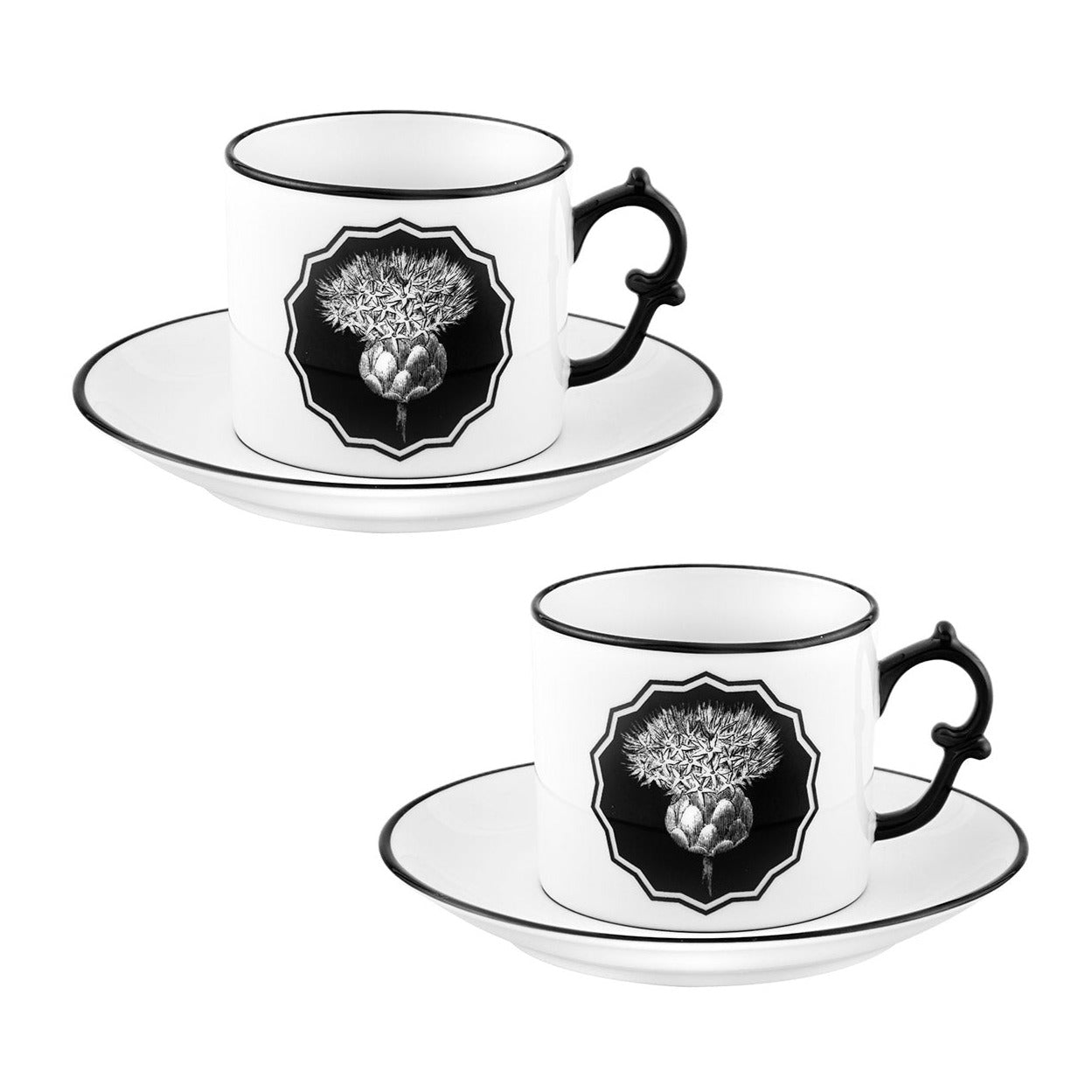 Herbariae - Set 2 Tea Cups and Saucer White - LAZADO