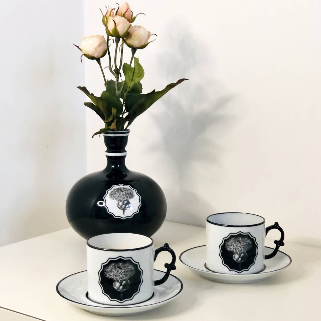 Herbariae - Set 2 Tea Cups and Saucer White - LAZADO