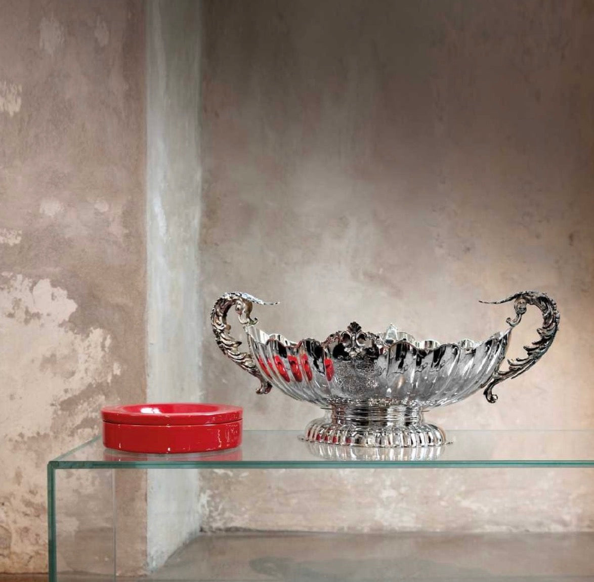 Barocco - Oval bowl w/base 48x22 cm