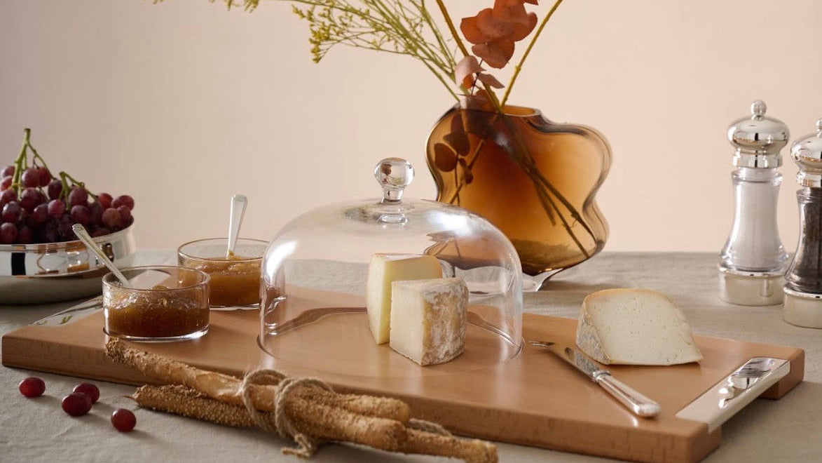 Wooden cheese set w/board dome and bowls by Schiavon - Main View