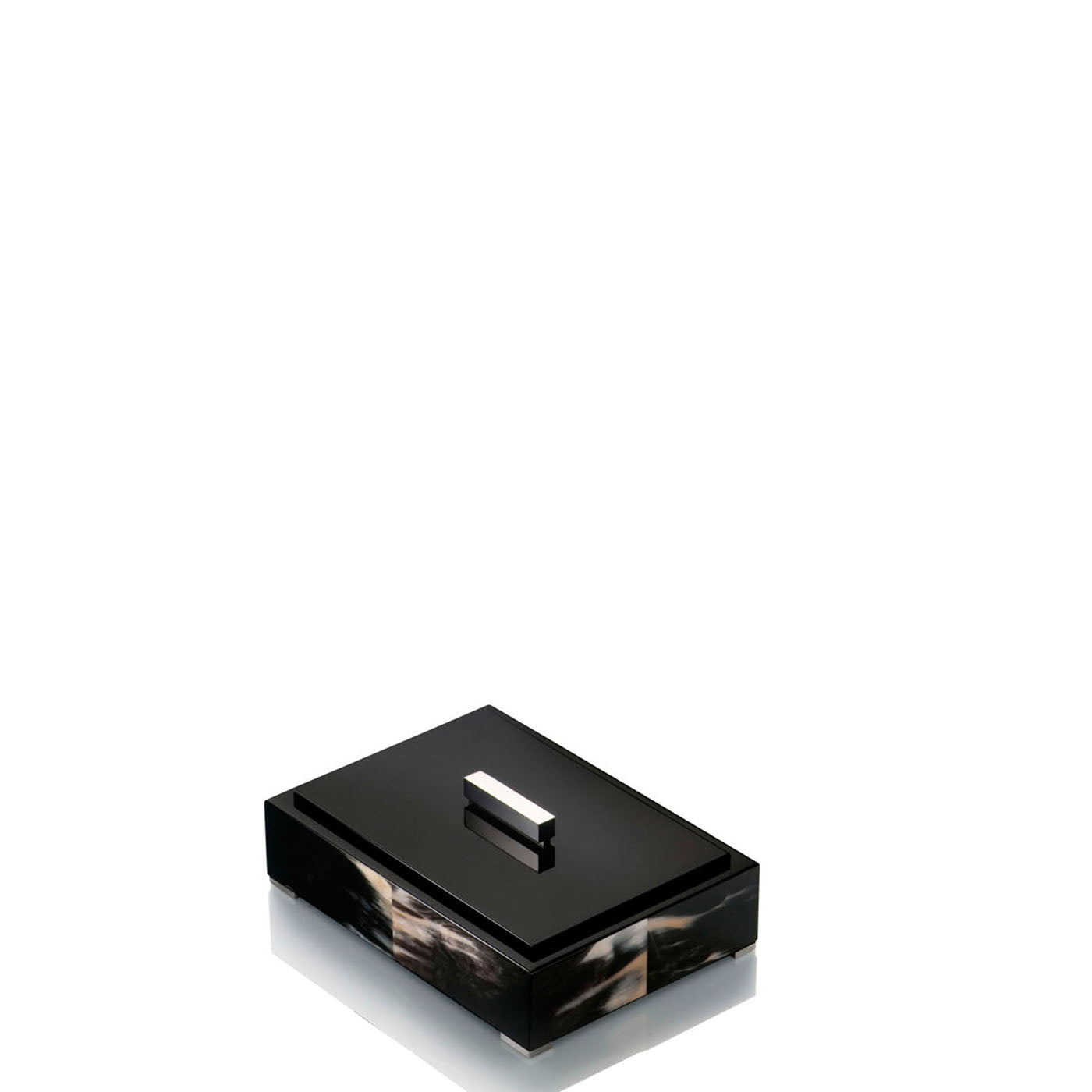 LEA Box - Rectangular box in dark horn and wood with lacquered black gloss finish - LAZADO