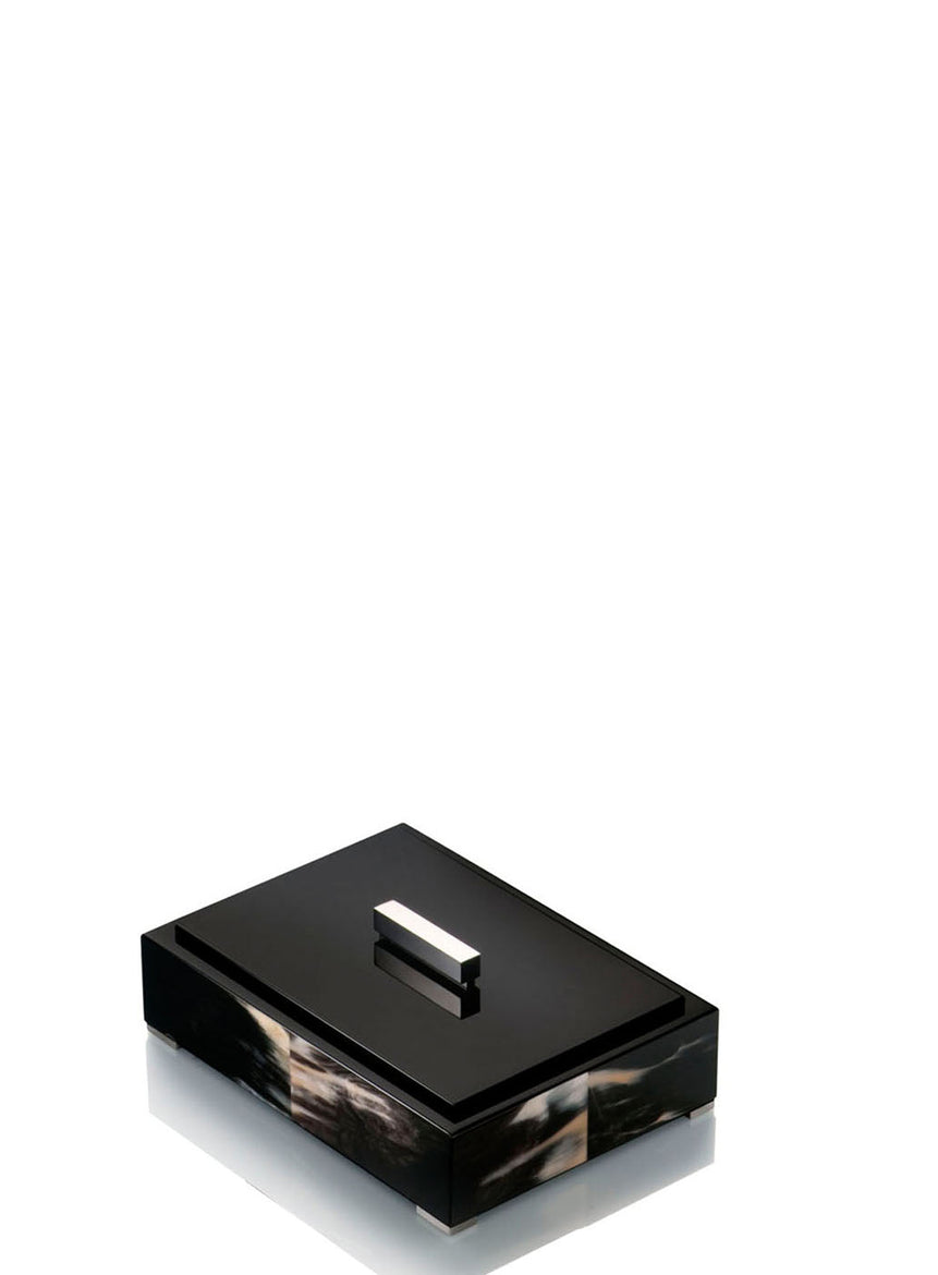LEA Box - Rectangular box in dark horn and wood with lacquered black gloss finish - LAZADO