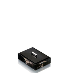 LEA Box - Rectangular box in dark horn and wood with lacquered black gloss finish - LAZADO