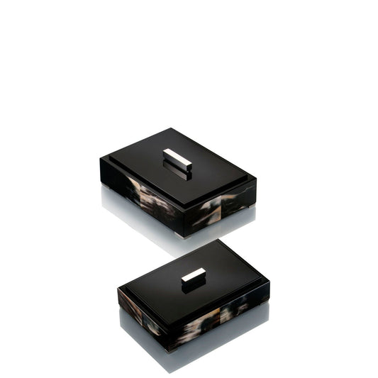 LEA Box - Rectangular box in dark horn and wood with lacquered black gloss finish - LAZADO