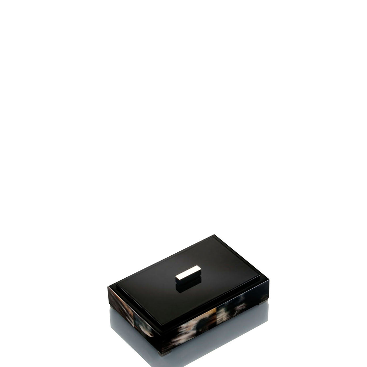 LEA Box - Rectangular box in dark horn and wood with lacquered black gloss finish - LAZADO
