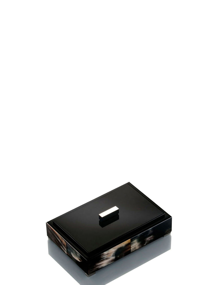LEA Box - Rectangular box in dark horn and wood with lacquered black gloss finish - LAZADO