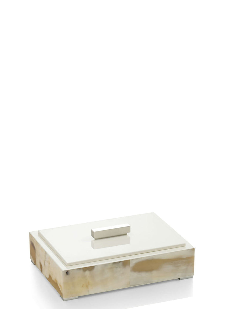LEA Box - Rectangular box in horn and wood with lacquered ivory gloss finish. - LAZADO