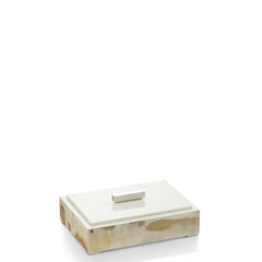 LEA Box - Rectangular box in horn and wood with lacquered ivory gloss finish. - LAZADO
