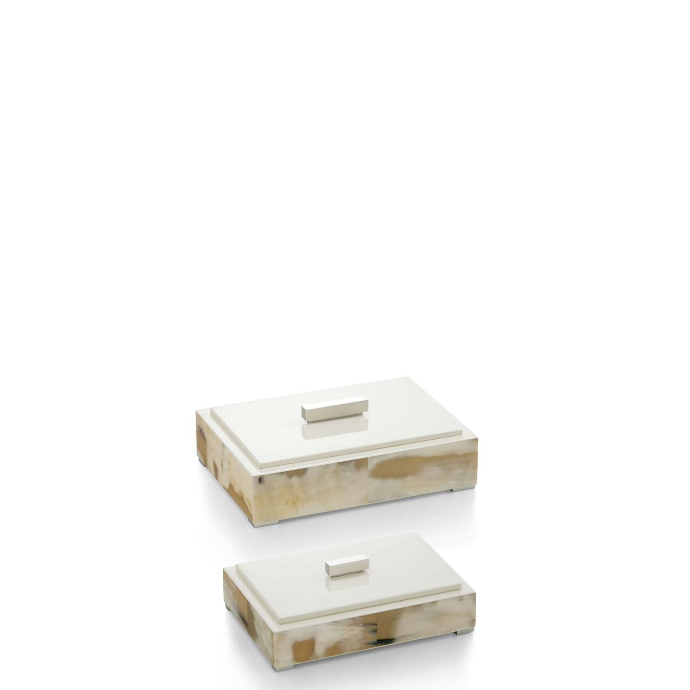 LEA Box - Rectangular box in horn and wood with lacquered ivory gloss finish. - LAZADO