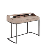 Desktop dressing table leatherette, walnut and gray steel