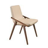 Chair upholstered in leatherette and solid walnut wood frame