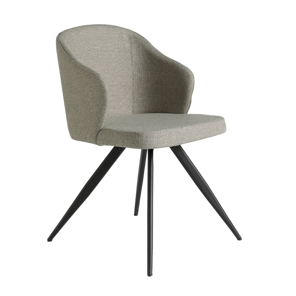 Chair upholstered in fabric with black steel legs