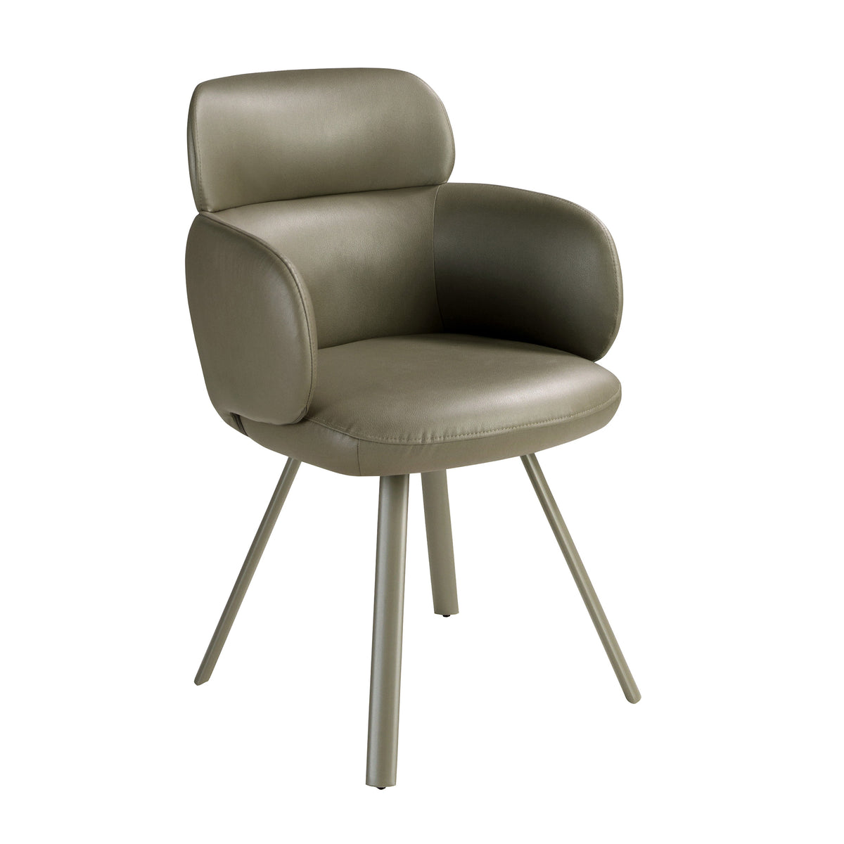 Swivel chair in olive green leatherette